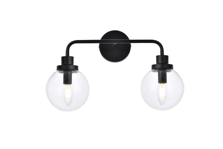 Elegant Hanson LD7033W19BK Bath Vanity Light 8 in. wide - Black And Clear Shade