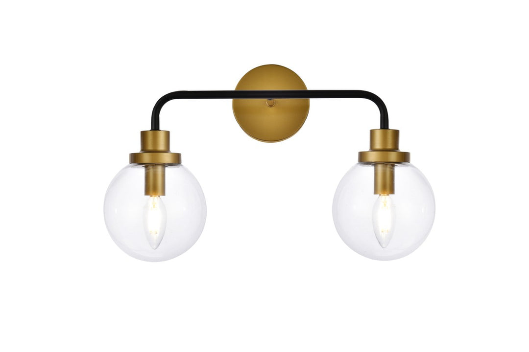 Elegant Hanson LD7033W19BRB Bath Vanity Light 8 in. wide - Black And Brass And Clear Shade