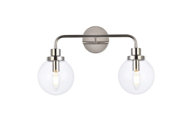 Elegant Hanson LD7033W19PN Bath Vanity Light 8 in. wide - Polished Nickel And Clear Shade