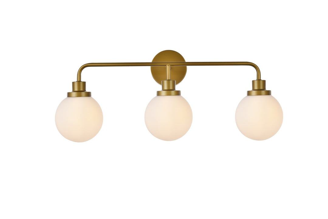 Elegant Hanson LD7034W28BR Bath Vanity Light 8 in. wide - Brass And Frosted Shade