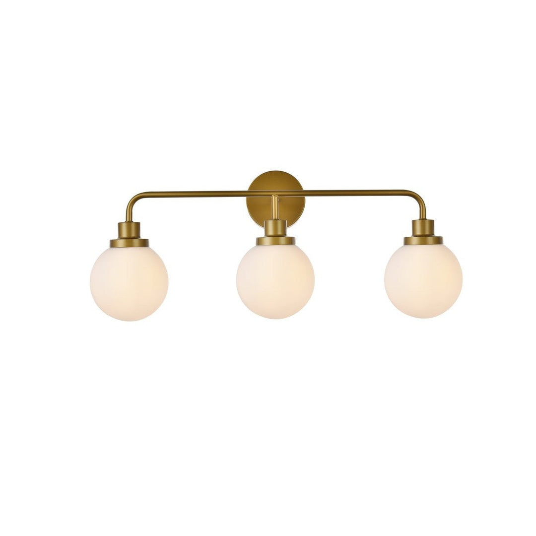 Elegant Hanson LD7034W28BR Bath Vanity Light 8 in. wide - Brass And Frosted Shade