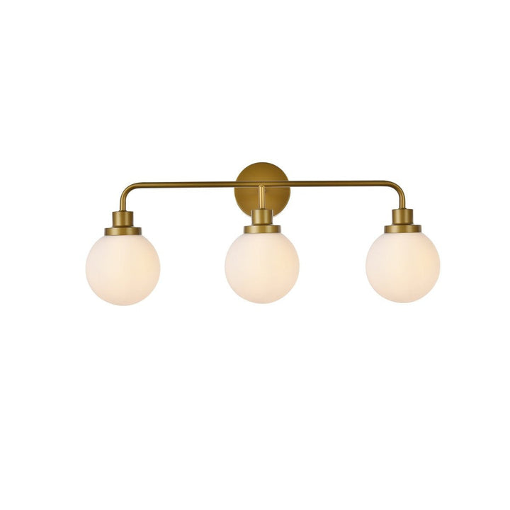 Elegant Hanson LD7034W28BR Bath Vanity Light 8 in. wide - Brass And Frosted Shade