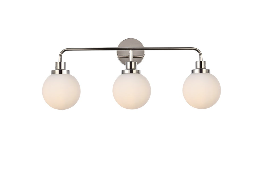 Elegant Hanson LD7034W28PN Bath Vanity Light 8 in. wide - Polished Nickel And Frosted Shade