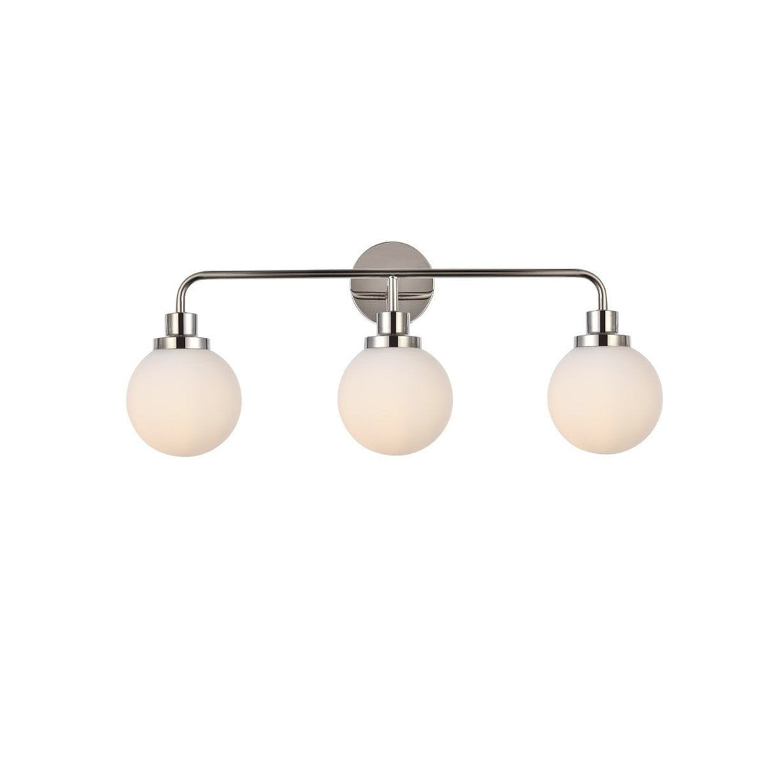 Elegant Hanson LD7034W28PN Bath Vanity Light 8 in. wide - Polished Nickel And Frosted Shade