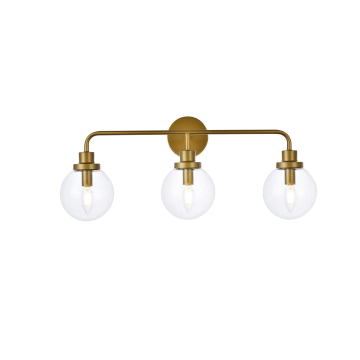 Elegant Hanson LD7035W28BR Bath Vanity Light 8 in. wide - Brass And Clear Shade