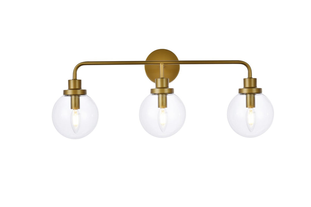 Elegant Hanson LD7035W28BR Bath Vanity Light 8 in. wide - Brass And Clear Shade