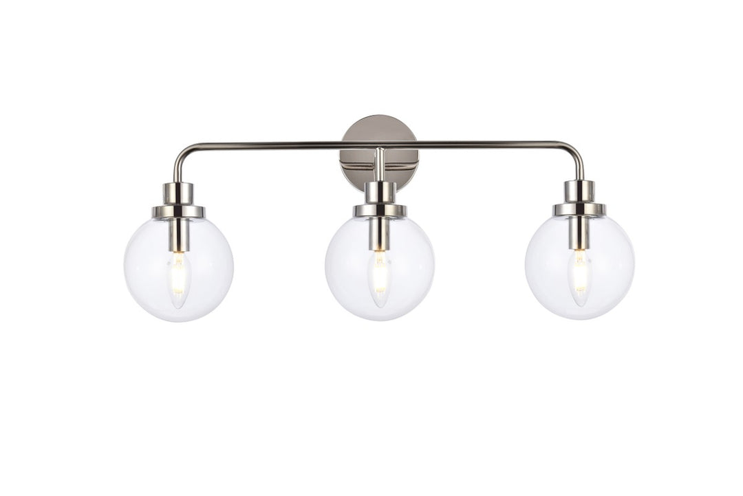 Elegant Hanson LD7035W28PN Bath Vanity Light 8 in. wide - Polished Nickel And Clear Shade