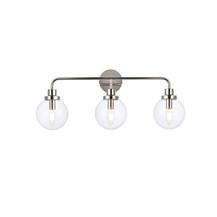 Elegant Hanson LD7035W28PN Bath Vanity Light 8 in. wide - Polished Nickel And Clear Shade