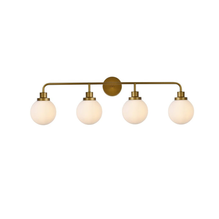 Elegant Hanson LD7036W38BR Bath Vanity Light 8 in. wide - Brass And Frosted Shade