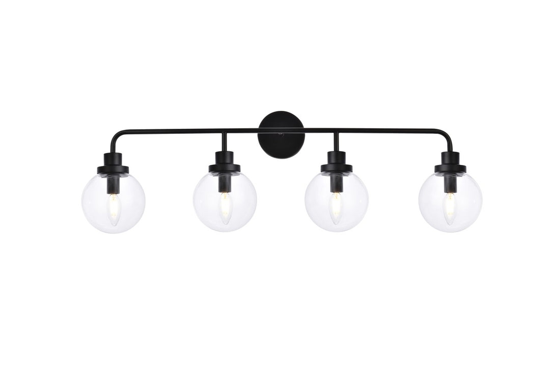 Elegant Hanson LD7037W38BK Bath Vanity Light 8 in. wide - Black And Clear Shade