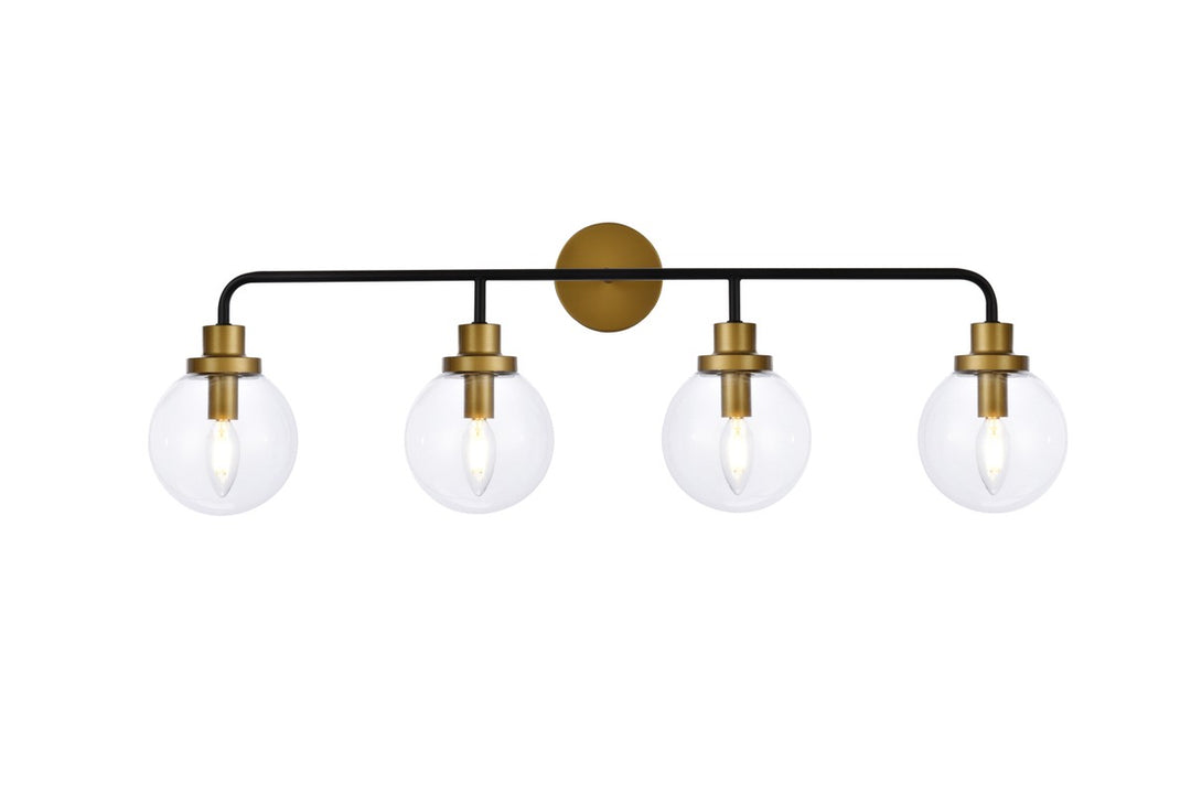 Elegant Hanson LD7037W38BRB Bath Vanity Light 8 in. wide - Black And Brass And Clear Shade