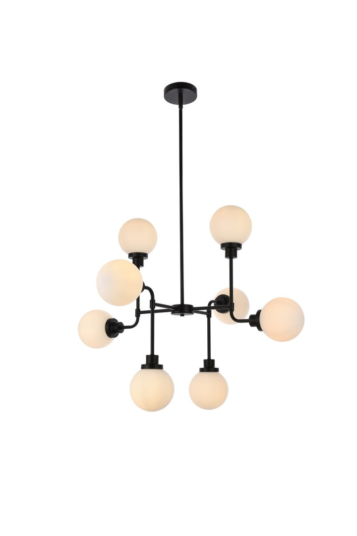 Elegant Hanson LD7038D36BK Chandelier Light - Black And Frosted Shade