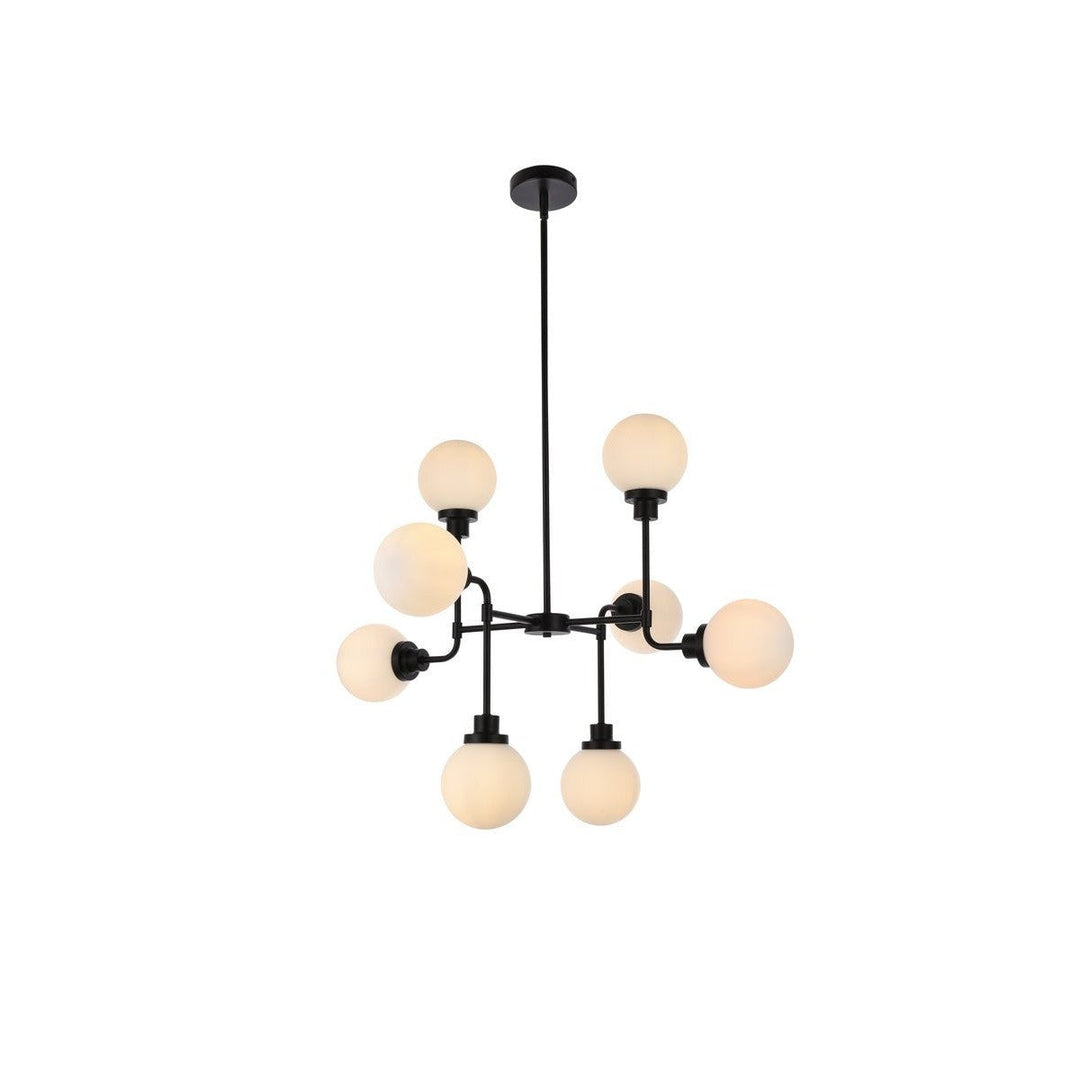 Elegant Hanson LD7038D36BK Chandelier Light - Black And Frosted Shade