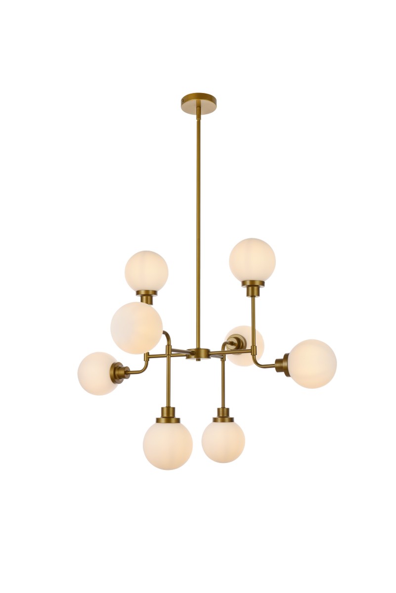 Elegant Hanson LD7038D36BR Chandelier Light - Brass And Frosted Shade