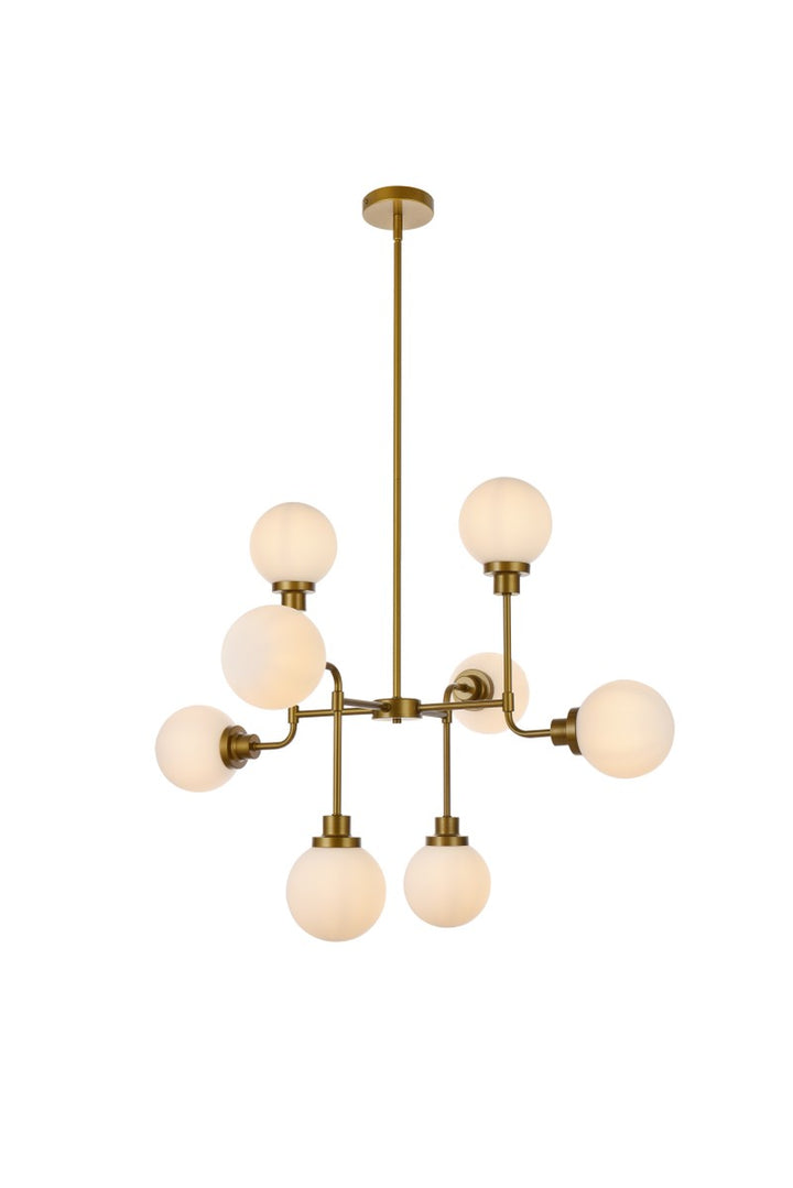 Elegant Hanson LD7038D36BR Chandelier Light - Brass And Frosted Shade