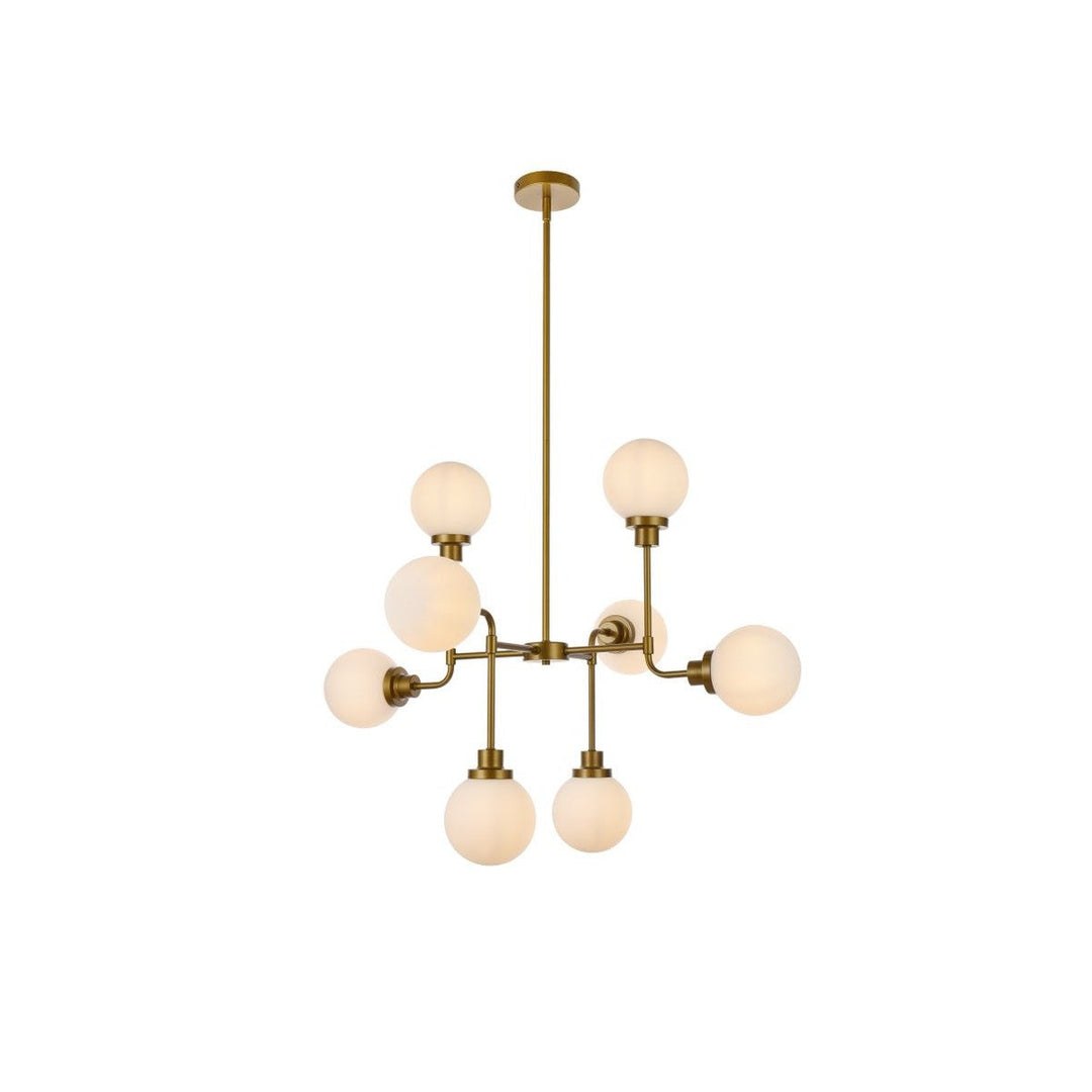 Elegant Hanson LD7038D36BR Chandelier Light - Brass And Frosted Shade