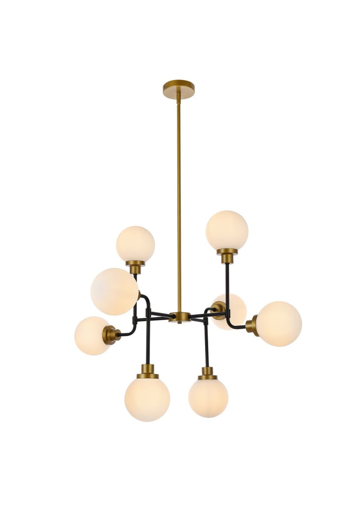 Elegant Hanson LD7038D36BRB Chandelier Light - Black And Brass And Frosted Shade