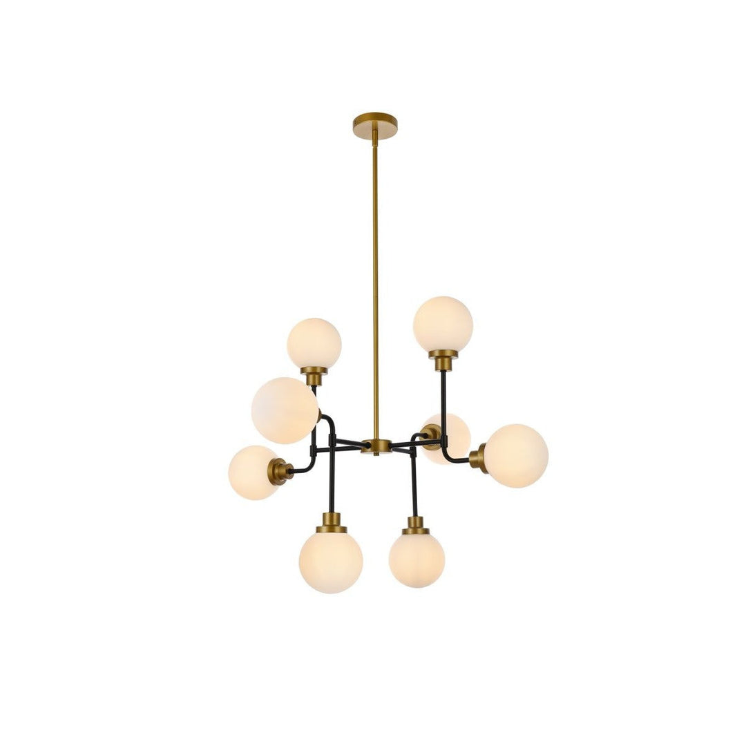 Elegant Hanson LD7038D36BRB Chandelier Light - Black And Brass And Frosted Shade