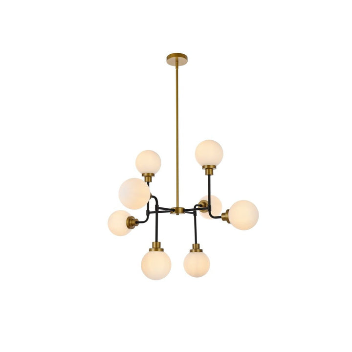 Elegant Hanson LD7038D36BRB Chandelier Light - Black And Brass And Frosted Shade