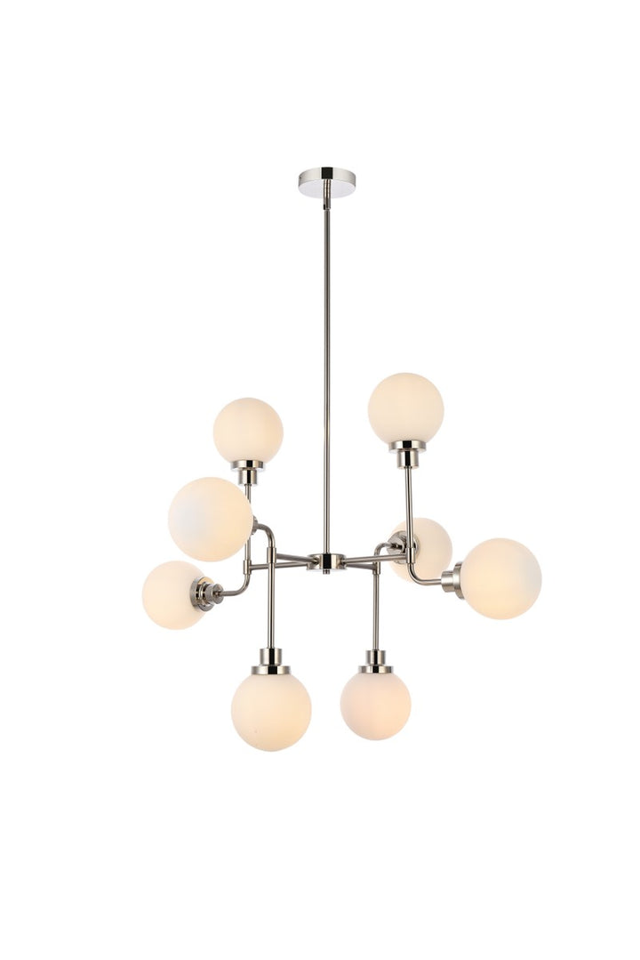 Elegant Hanson LD7038D36PN Chandelier Light - Polished Nickel And Frosted Shade