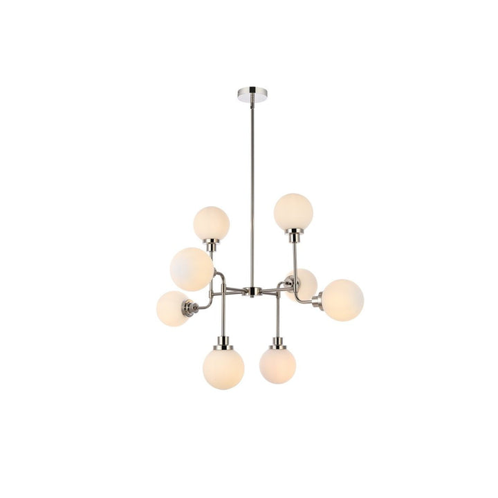 Elegant Hanson LD7038D36PN Chandelier Light - Polished Nickel And Frosted Shade