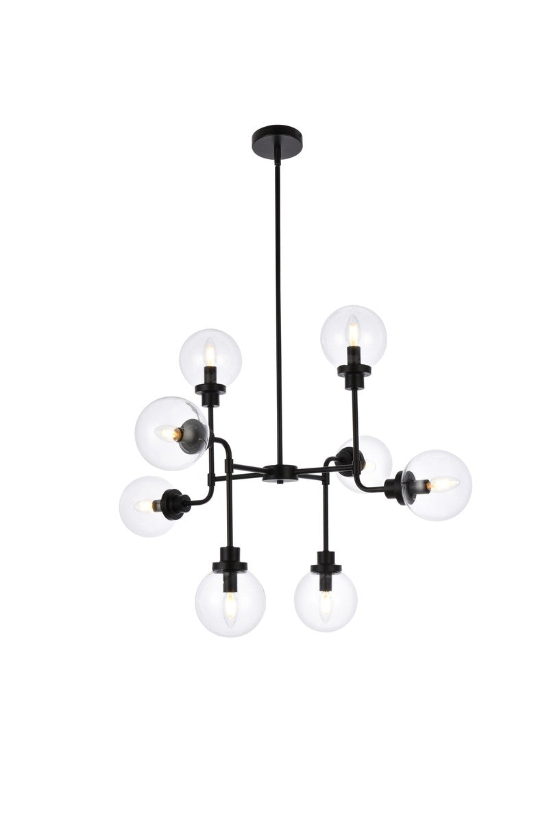 Elegant Hanson LD7039D36BK Chandelier Light - Black And Clear Shade