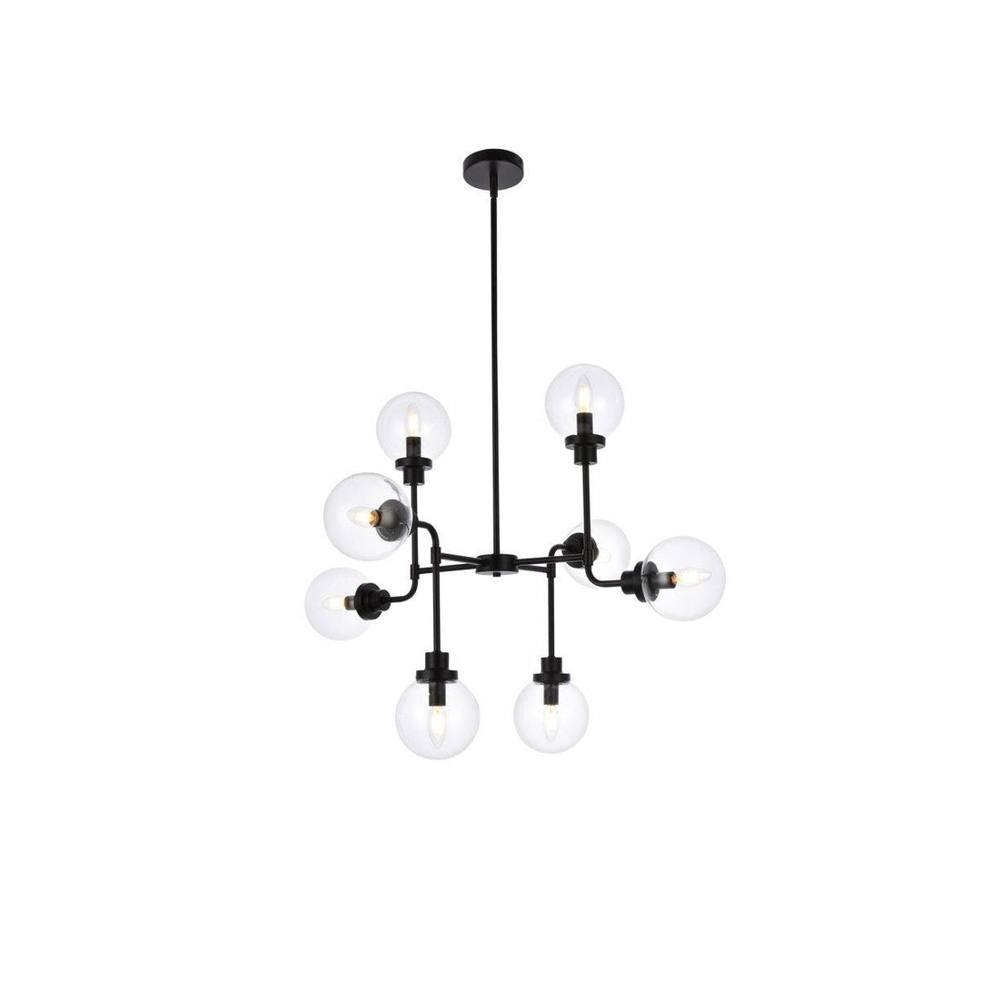 Elegant Hanson LD7039D36BK Chandelier Light - Black And Clear Shade