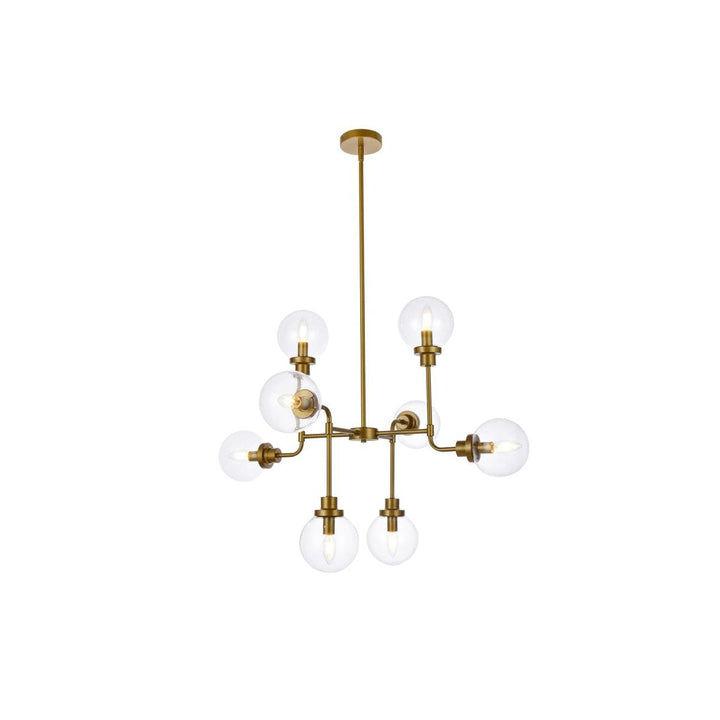 Elegant Hanson LD7039D36BR Chandelier Light - Brass And Clear Shade