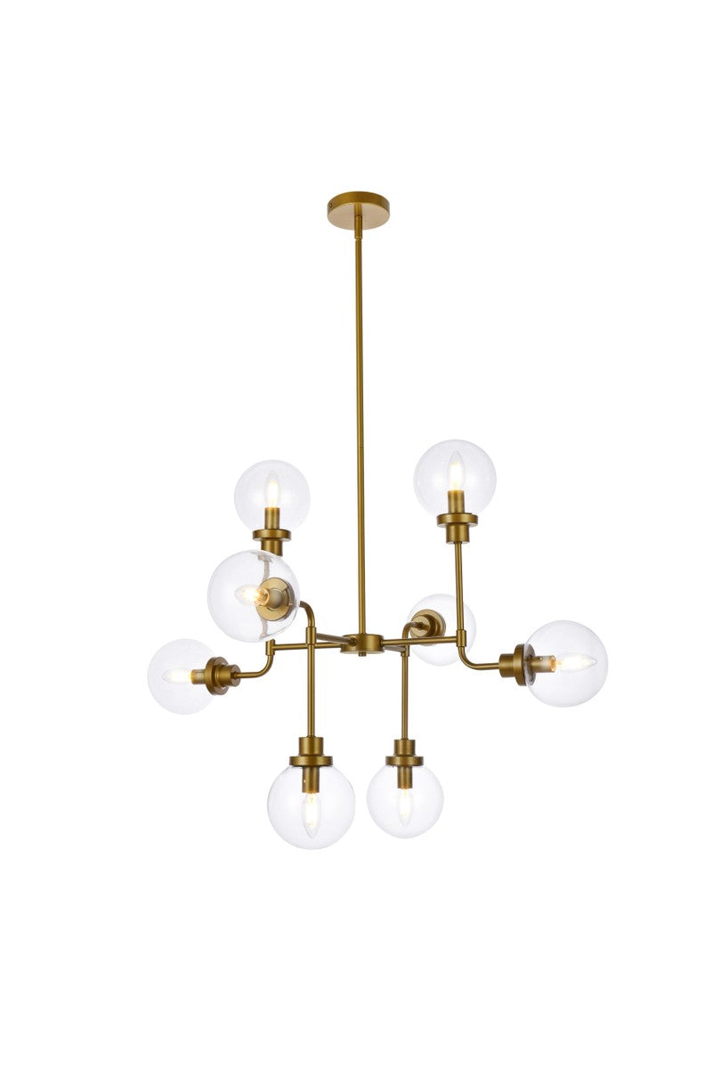 Elegant Hanson LD7039D36BR Chandelier Light - Brass And Clear Shade