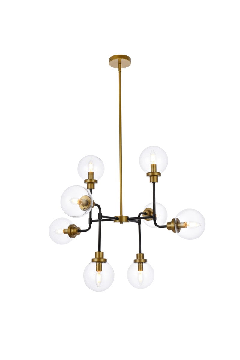 Elegant Hanson LD7039D36BRB Chandelier Light - Black And Brass And Clear Shade