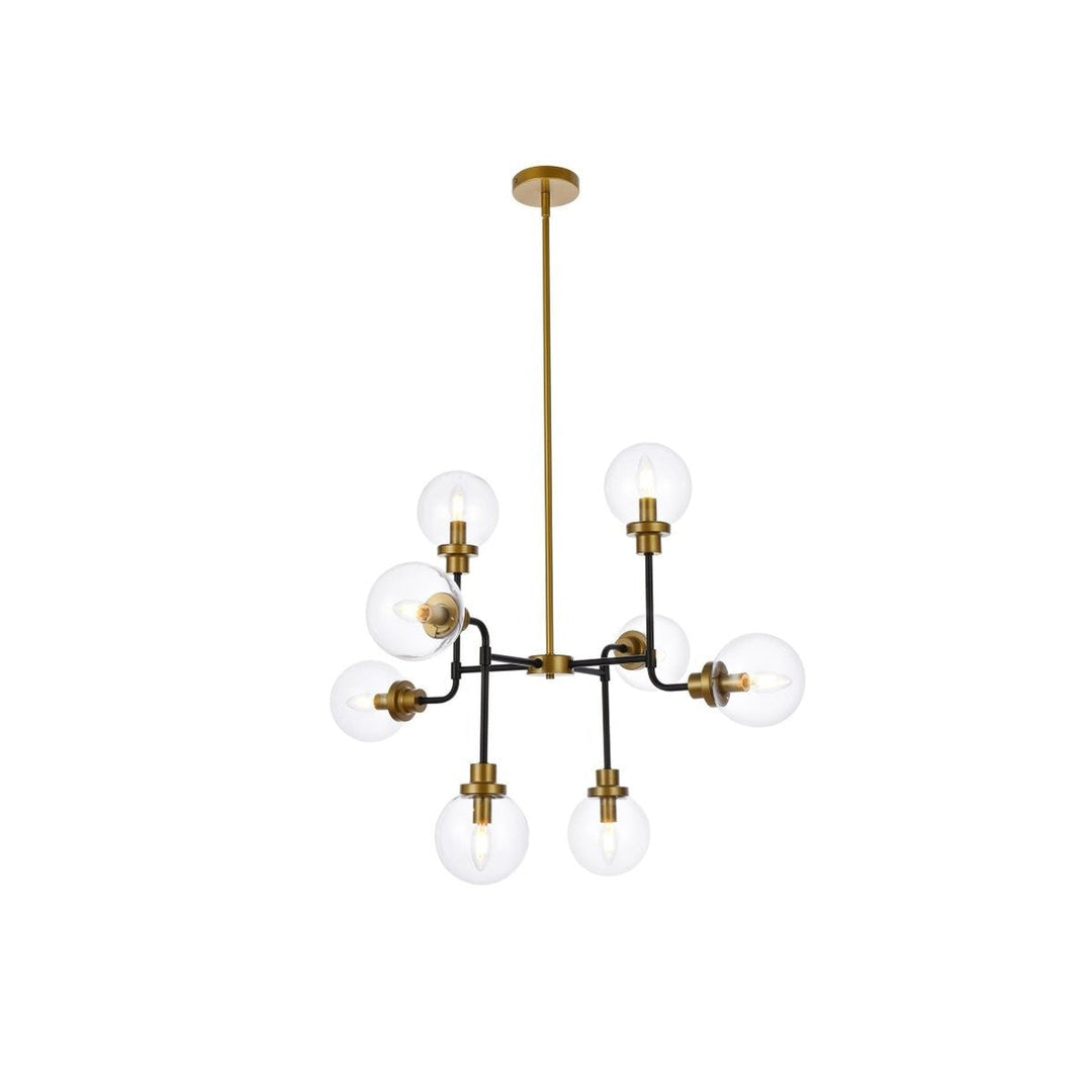 Elegant Hanson LD7039D36BRB Chandelier Light - Black And Brass And Clear Shade