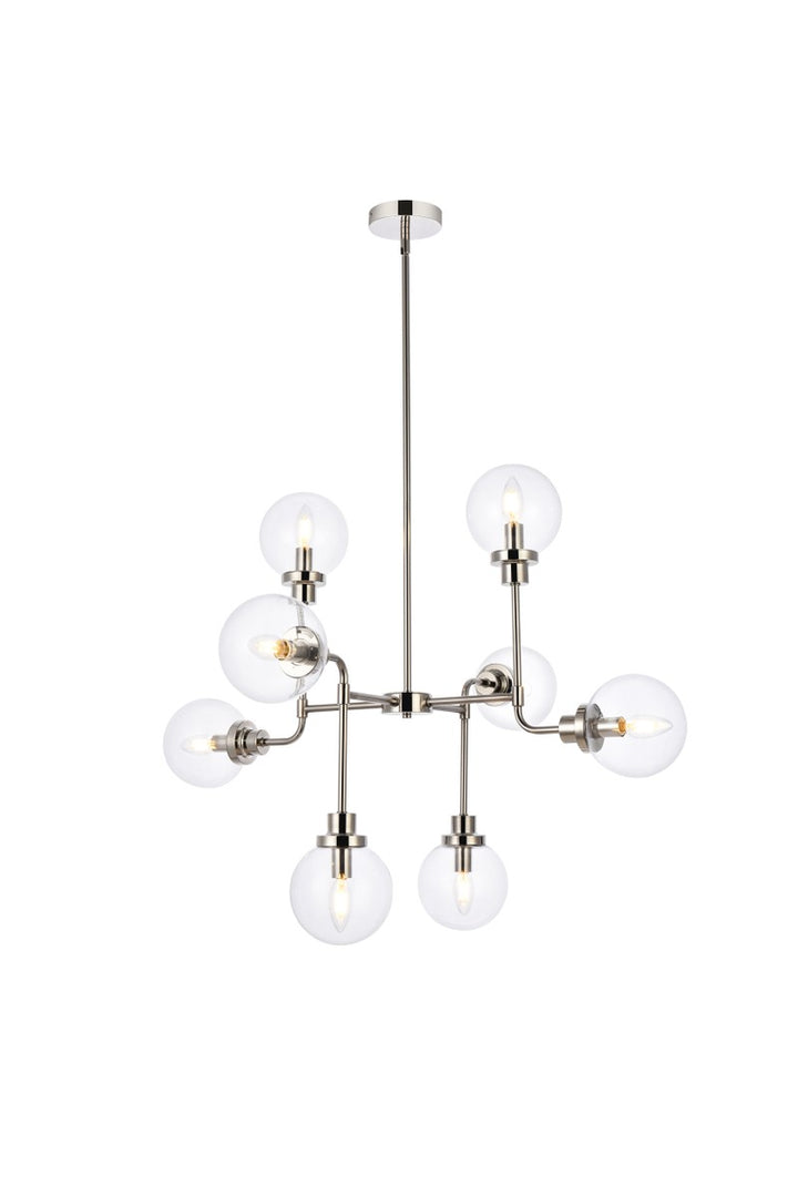 Elegant Hanson LD7039D36PN Chandelier Light - Polished Nickel And Clear Shade