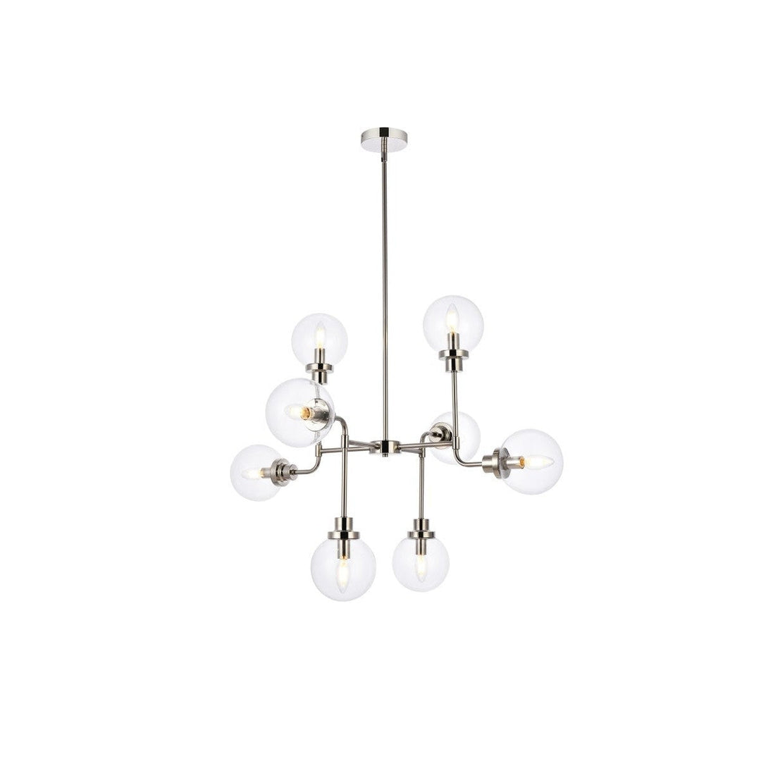 Elegant Hanson LD7039D36PN Chandelier Light - Polished Nickel And Clear Shade