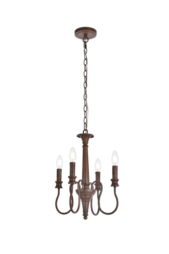 Elegant Flynx LD7042D14WOK Chandelier Light - Weathered Oak