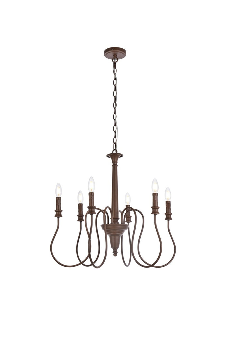 Elegant Flynx LD7044D26WOK Chandelier Light - Weathered Oak