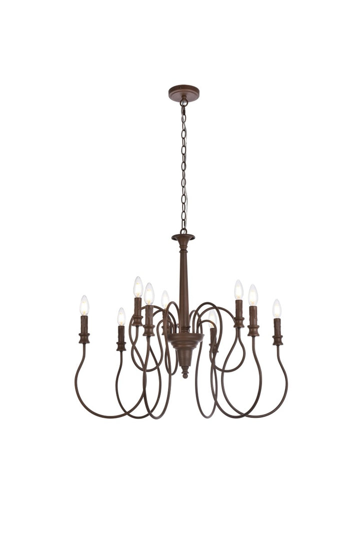 Elegant Flynx LD7045D30WOK Chandelier Light - Weathered Oak