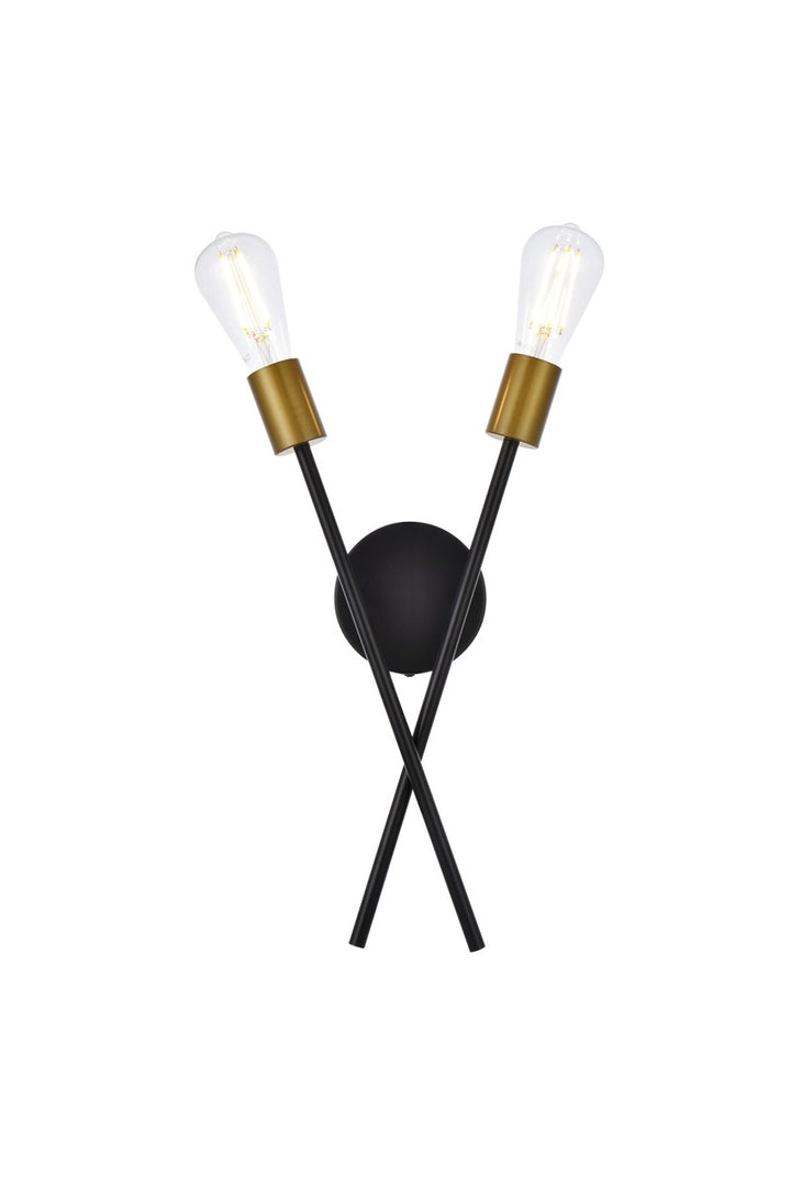Elegant Armin LD7053W7BRB Wall Sconce Light - Black And Brass