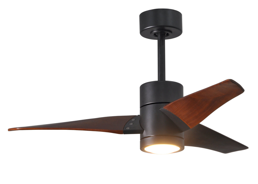 Matthews Fan Company Super Janet SJ-BK-WN-42 Ceiling Fan 42 - Matte Black, Walnut Tone/