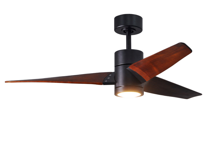 Matthews Fan Company Super Janet SJ-BK-WN-52 Ceiling Fan 52 - Matte Black, Walnut Tone/