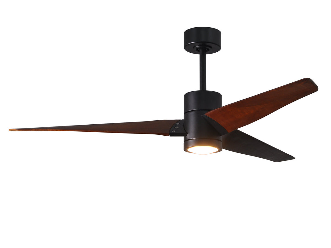 Matthews Fan Company Super Janet SJ-BK-WN-60 Ceiling Fan 60 - Matte Black, Walnut Tone/