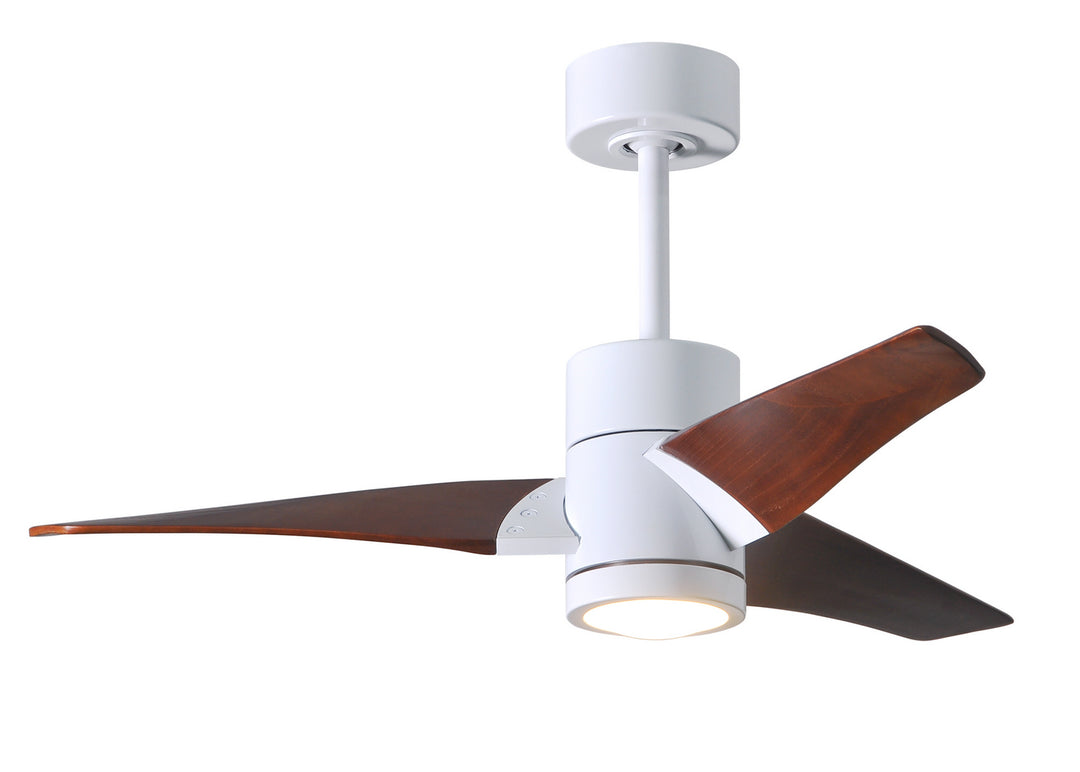 Matthews Fan Company Super Janet SJ-WH-WN-42 Ceiling Fan 42 - Gloss White, Walnut Tone/