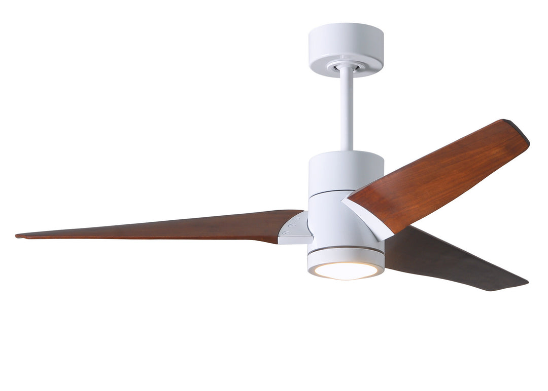 Matthews Fan Company Super Janet SJ-WH-WN-52 Ceiling Fan 52 - Gloss White, Walnut Tone/