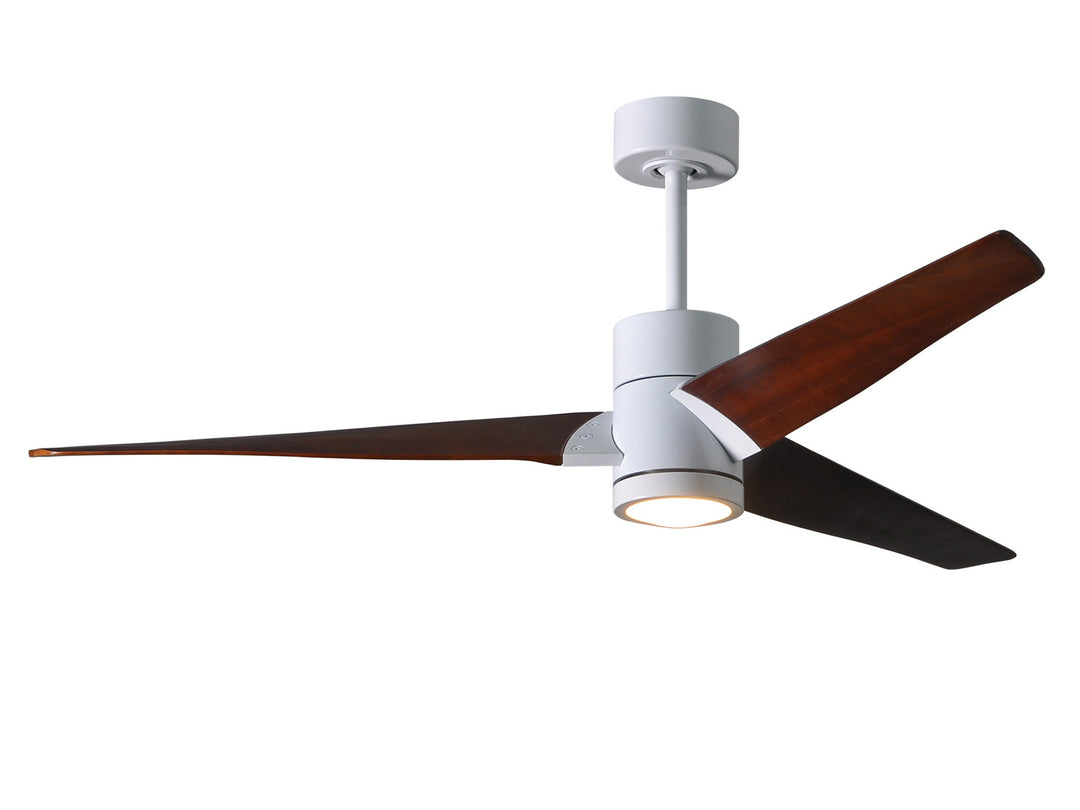 Matthews Fan Company Super Janet SJ-WH-WN-60 Ceiling Fan 60 - Gloss White, Walnut Tone/