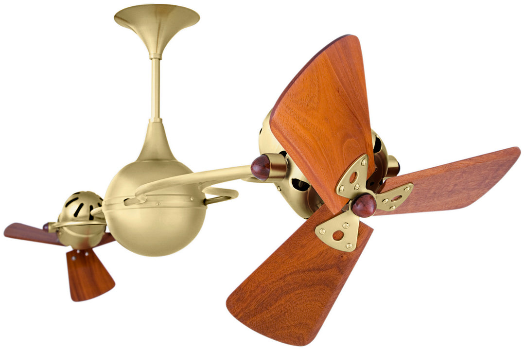 Matthews Fan Company Italo Ventania IV-BRBR-WD Ceiling Fan 16 - Brushed Brass, Mahogany/