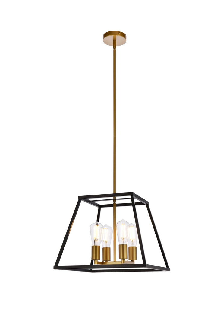 Elegant Declan LD720D16BRK Pendant Light - Black And Brass