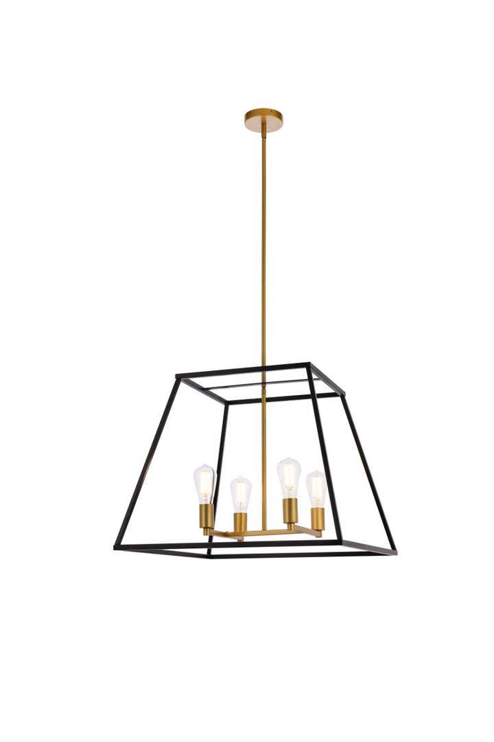 Elegant Declan LD720D24BRK Pendant Light - Black And Brass