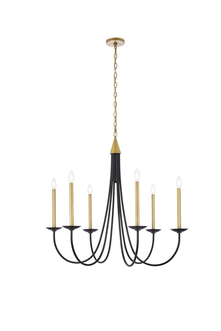 Elegant Cohen LD810D36BRK Chandelier Light - Black And Brass