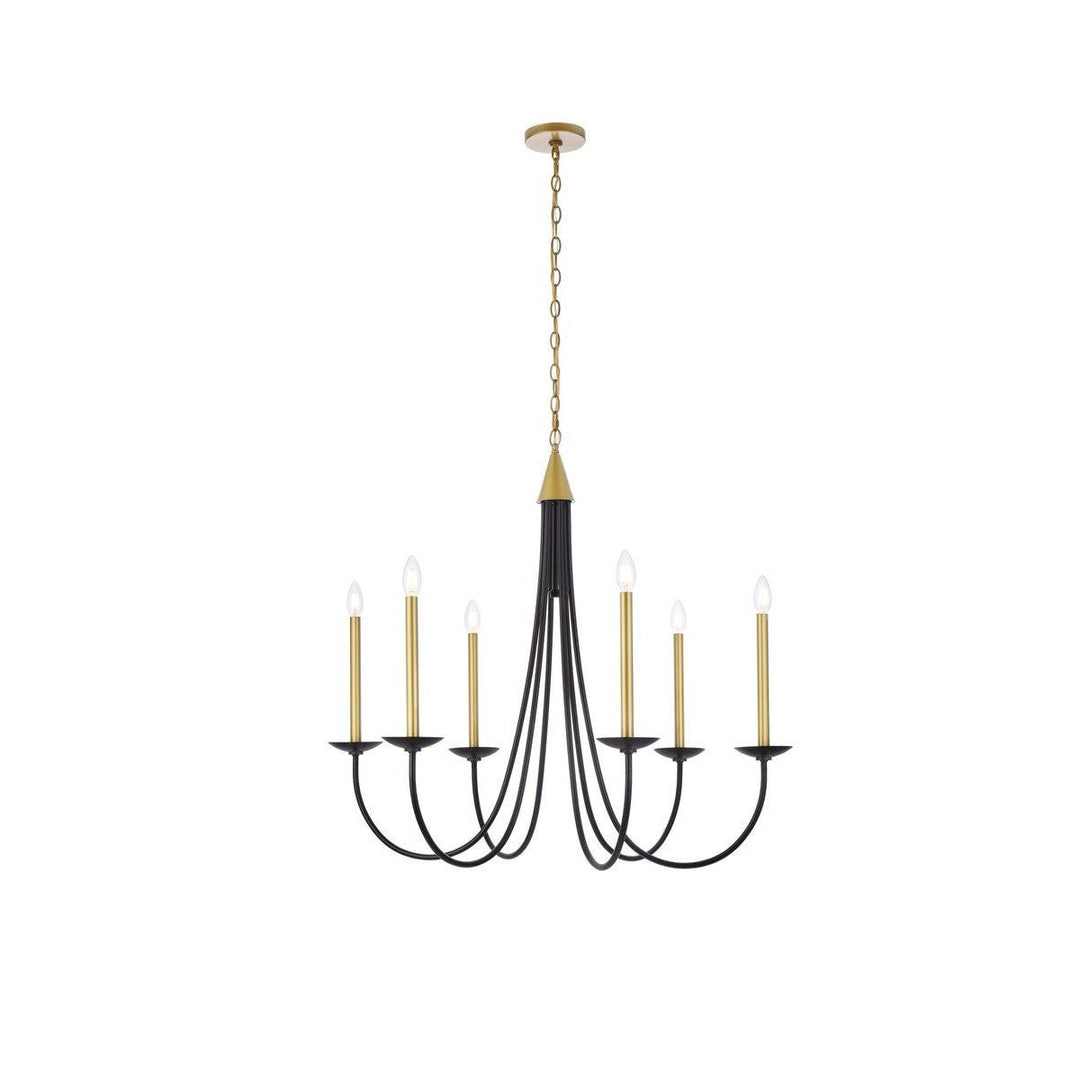 Elegant Cohen LD810D36BRK Chandelier Light - Black And Brass