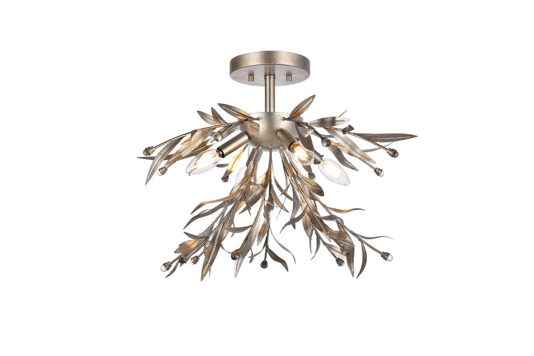 Elegant Priscilla LD810F19SL Ceiling Light - Silver Leaf