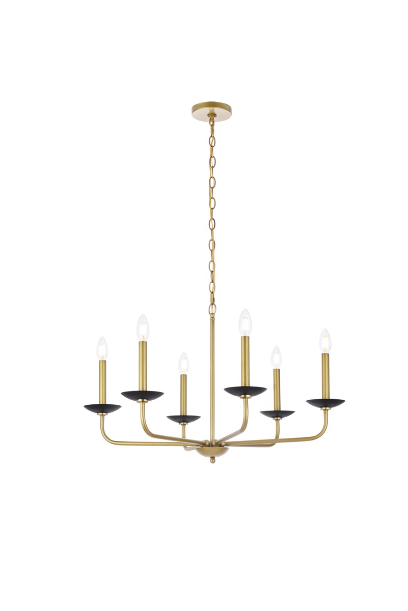 Elegant Cohen LD812D30BRK Chandelier Light - Black And Brass